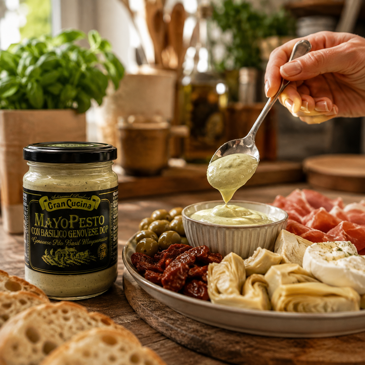 Itališkas majonezas Pesto Genovese su bazilikais D.O.P 1