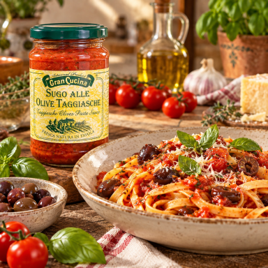 Itališkas makaronų padažas su Taggiasche alyvuogėmis 180g