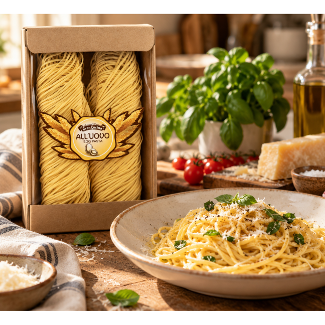 Itališki makaronai su kiaušiniu Tagliolini 250g 1 Itališki makaronai su kiaušiniu Tagliolini 250g 1