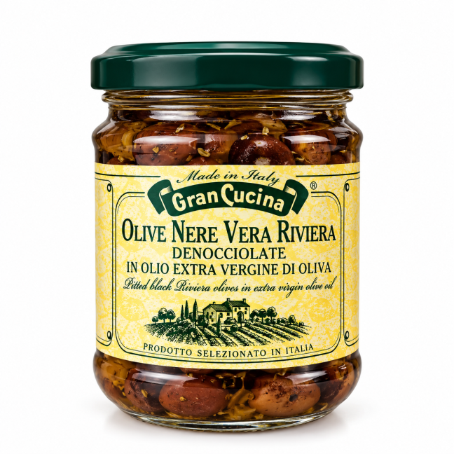 Juodosios Vera Rivera alyvuogės ypač tyrame alyvuogių aliejuje 180g